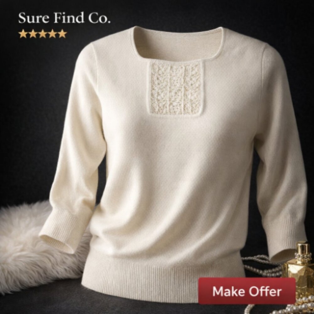 Liz Claiborne VTG  Embellished Crew Neck Long Sleeve Pullover Sweater W  Small